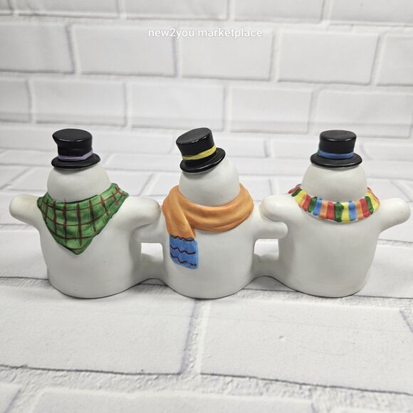 Dept 56 Ceramic Snowmen Figure Figurine  Christmas Holiday Hand Painted Colorful - Picture 7 of 16
